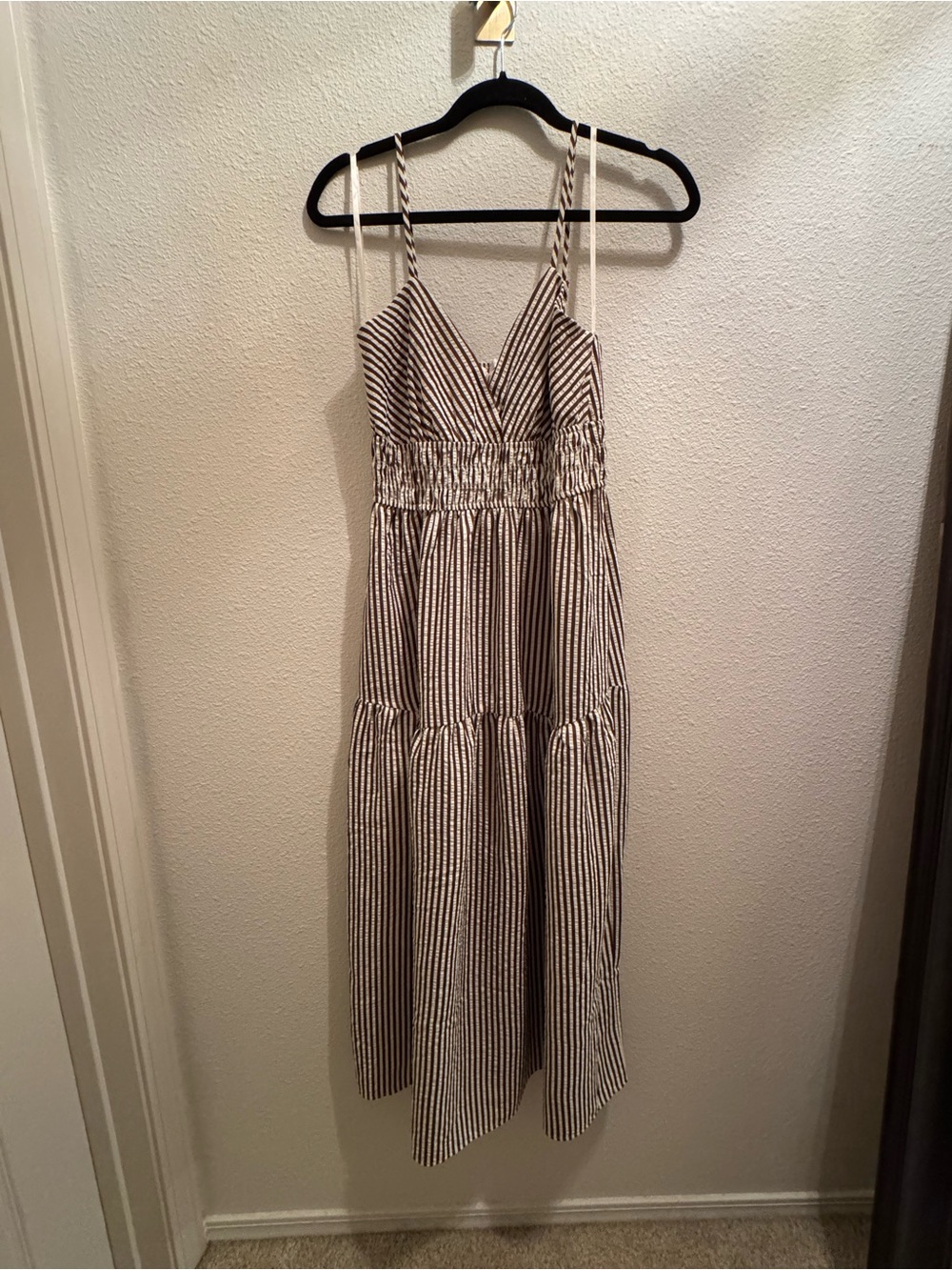 Monteau Los Angeles Brown Striped Midi Dress Size M